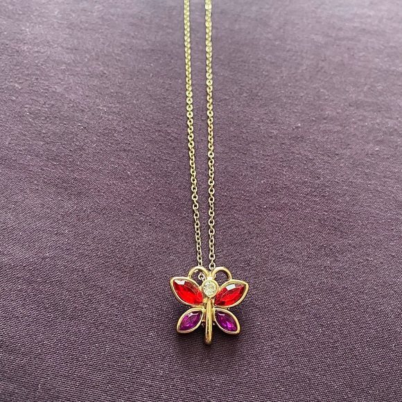 Gold 2000s Multicoloured Butterfly Necklace - Picture 2 of 7